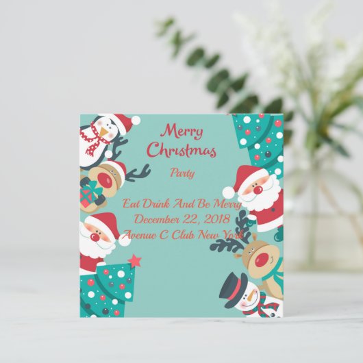 Kerstmis met kerstman kaart (Staand voorkant)