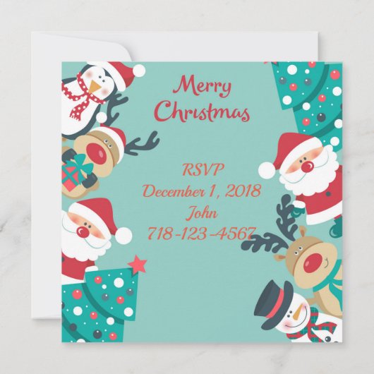 Kerstmis met kerstman kaart (Achterkant)