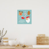 Kerstmis met Kerstman, Rendier, Kerstman Gebakfigu Poster (Keuken)