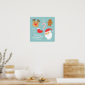 Kerstmis met Kerstman, rendier, ontbijtman Poster (Keuken)