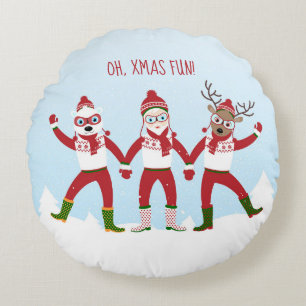 Kerstmis met Kerstman, Rudolph, Ijsbeer Rond Kussen