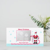 Kerstmis met Kerstman, Suikerriet en Sterren Feestdagenkaart (Staand voorkant)