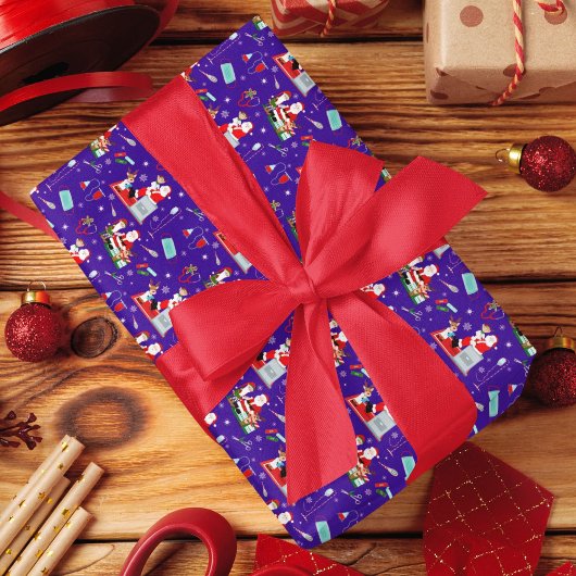 Kerstmis met kerstman voor artsen cadeaupapier
