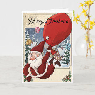 Kerstmis met Kerstmannen in volle vlucht Kaart