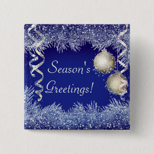 Kerstmis met kerstmis als groet van het seizoen vierkante button 5,1 cm