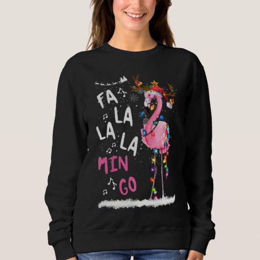 Kerstmis met kerstmis als La La Mingo Flamingo Trui (Voorkant)