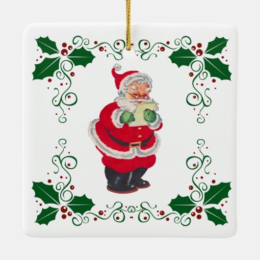 Kerstmis met kerstmis en feestdag keramisch ornament (Achterkant)