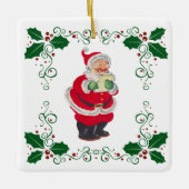 Kerstmis met kerstmis en feestdag keramisch ornament (Voorkant)