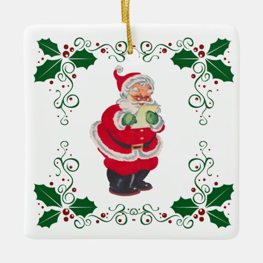 Kerstmis met kerstmis en feestdag keramisch ornament (Voorkant)