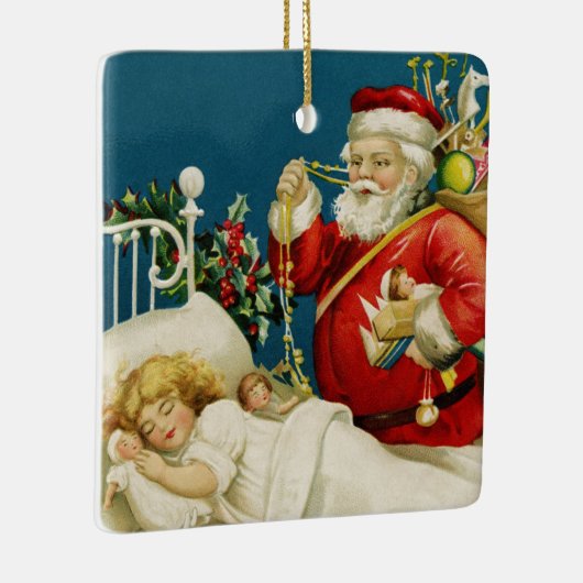 Kerstmis met kerstmis en klein slaapmeisje keramisch ornament (Rechts)