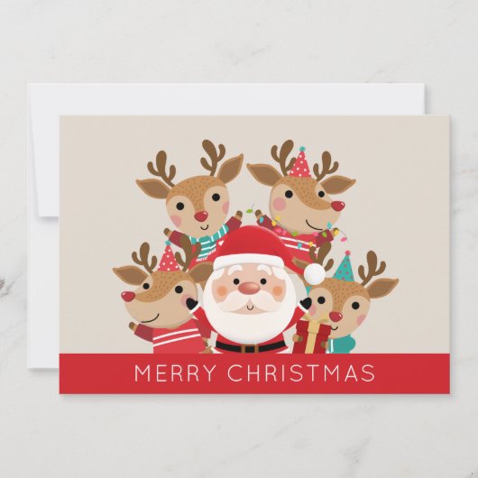 Kerstmis met Kerstmis en met de rendierflat Feestdagenkaart (Voorkant)