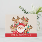 Kerstmis met Kerstmis en met de rendierflat Feestdagenkaart (Staand voorkant)