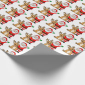 Kerstmis met kerstmis en rendieren cadeaupapier (Hoek)