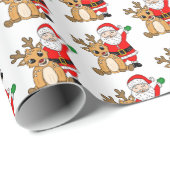 Kerstmis met kerstmis en rendieren cadeaupapier (Rol Hoek)