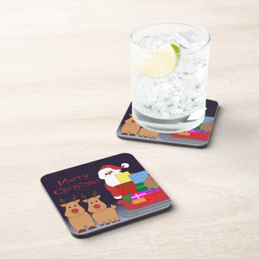 Kerstmis met Kerstmis en rendieren Onderzetter (Rechterzijde)