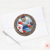 Kerstmis met kerstmis en rendieren ronde sticker (Envelop)