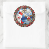 Kerstmis met kerstmis en rendieren ronde sticker (Tas)