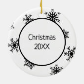 Kerstmis met kerstmis en rendierensnowflakes keramisch ornament (Achterkant)