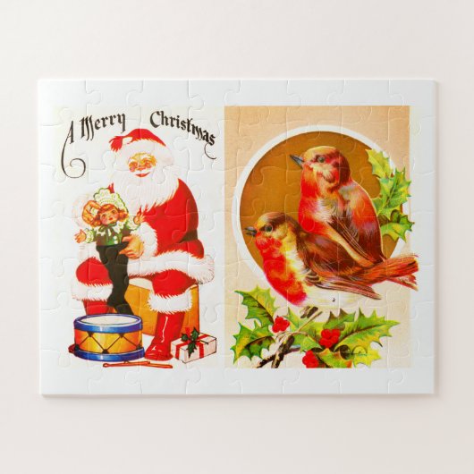 Kerstmis met kerstmis en robins legpuzzel (Horizontaal)