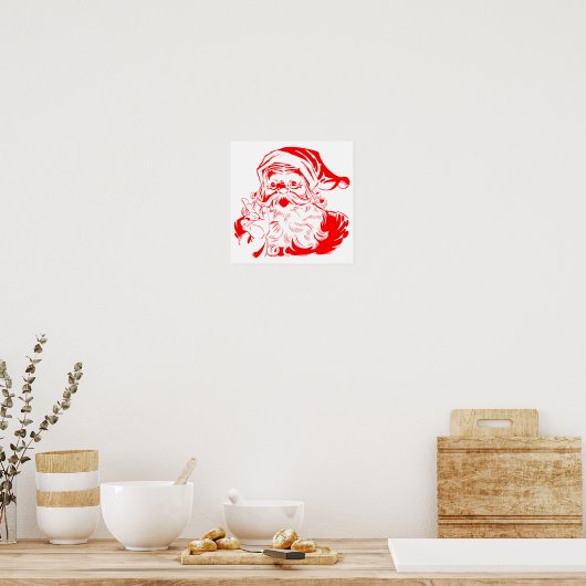 Kerstmis met Kerstmis en rood met witte kerst Poster (Keuken)