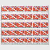 Kerstmis met kerstmis en seahorse Festive Merry Cadeaupapier (Vlak)