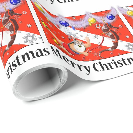 Kerstmis met kerstmis en seahorse Festive Merry Cadeaupapier (Rol Hoek)