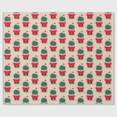 Kerstmis met kerstmis in Santa Cactus Cadeaupapier (Vlak)