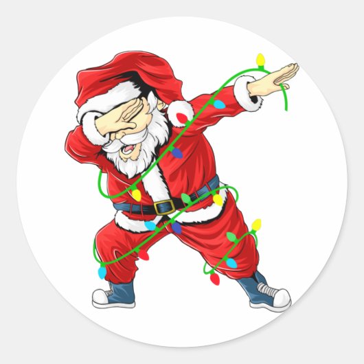 Kerstmis met kerstmis in Santa Dabbing Ronde Sticker (Voorkant)