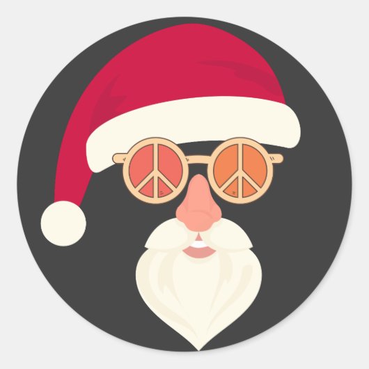 Kerstmis met Kerstmis in Santa Face Retro Ronde Sticker (Voorkant)
