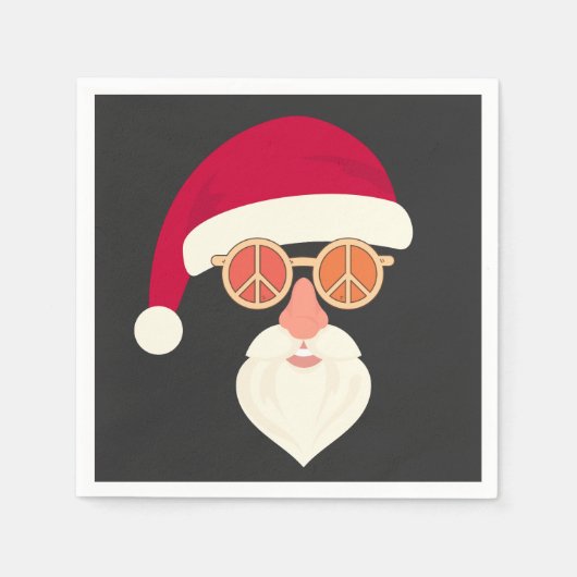 Kerstmis met Kerstmis in Santa Face Retro Servet (Voorkant)