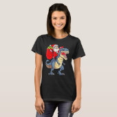 Kerstmis met kerstmis in Santa Riding Dinosaur Rex T-shirt (Voorkant volledig)