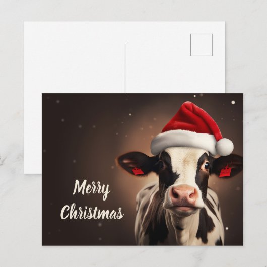 Kerstmis met kerstmis Koe Briefkaart (Voorkant / Achterkant)