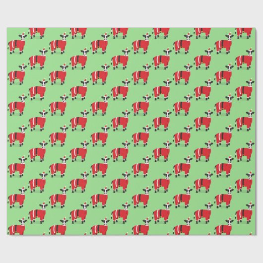 Kerstmis met kerstmis Koe Cadeaupapier (Vlak)