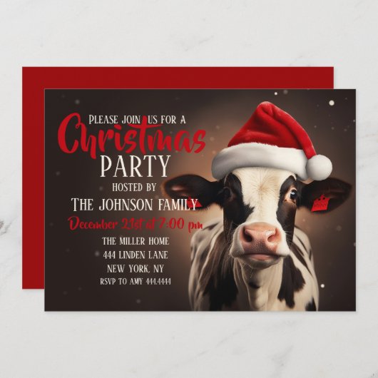 Kerstmis met kerstmis Koe Kaart (Voorkant / Achterkant)