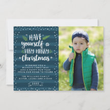 Kerstmis met Kerstmis | Marine Strepen Fotokaart