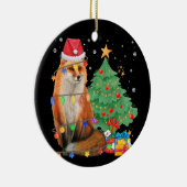 Kerstmis met Kerstmis met kerstlampje Fox Lover Ke Keramisch Ornament (Rechts)