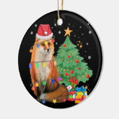 Kerstmis met Kerstmis met kerstlampje Fox Lover Ke Keramisch Ornament (Links)