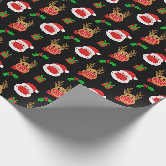 Kerstmis met kerstmis met kerstmis met Santa Reind Cadeaupapier (Hoek)