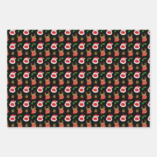 Kerstmis met kerstmis met kerstmis van Santa Reind Inpakpapier Vel (Voorkant)