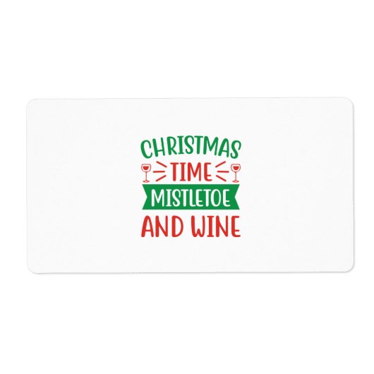 Kerstmis met kerstmis, mistletoe en wijn etiket (Voorkant)