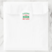 Kerstmis met kerstmis, mistletoe en wijn ronde sticker (Tas)