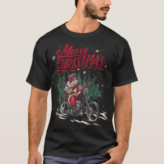 Kerstmis met Kerstmis op de motor T-shirt