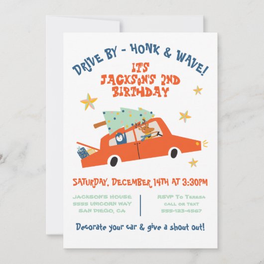 Kerstmis met kerstmis op jaardag kaart (Voorkant)