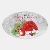 Kerstmis met kerstmis ovale sticker (Voorkant)
