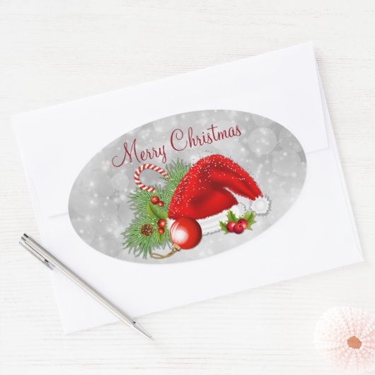 Kerstmis met kerstmis ovale sticker (Envelop)