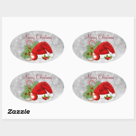 Kerstmis met kerstmis ovale sticker (Vel)