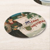 Kerstmis met Kerstmis Ronde Kartonnen Onderzetter (Gebogen)