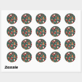 Kerstmis met Kerstmis Ronde Sticker (Vel)