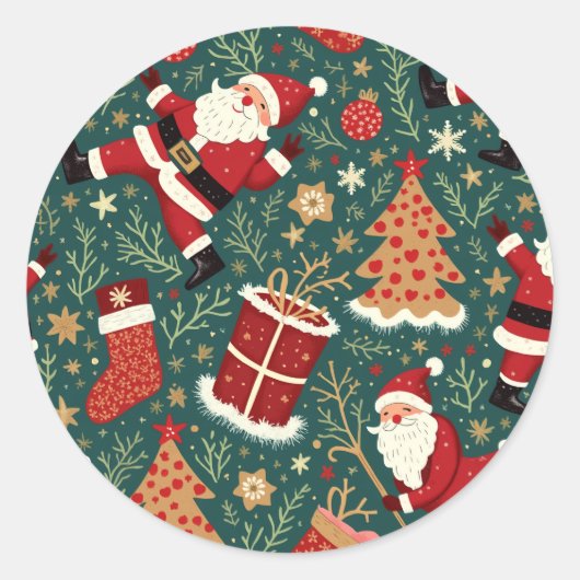 Kerstmis met Kerstmis Ronde Sticker (Voorkant)