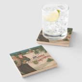 Kerstmis met Kerstmis Stenen Onderzetter (Zijkant)